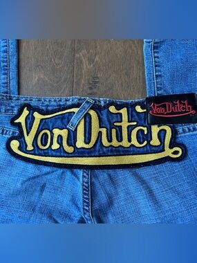 Von Dutch Blue Denim Jeans with Yellow Logo Patch